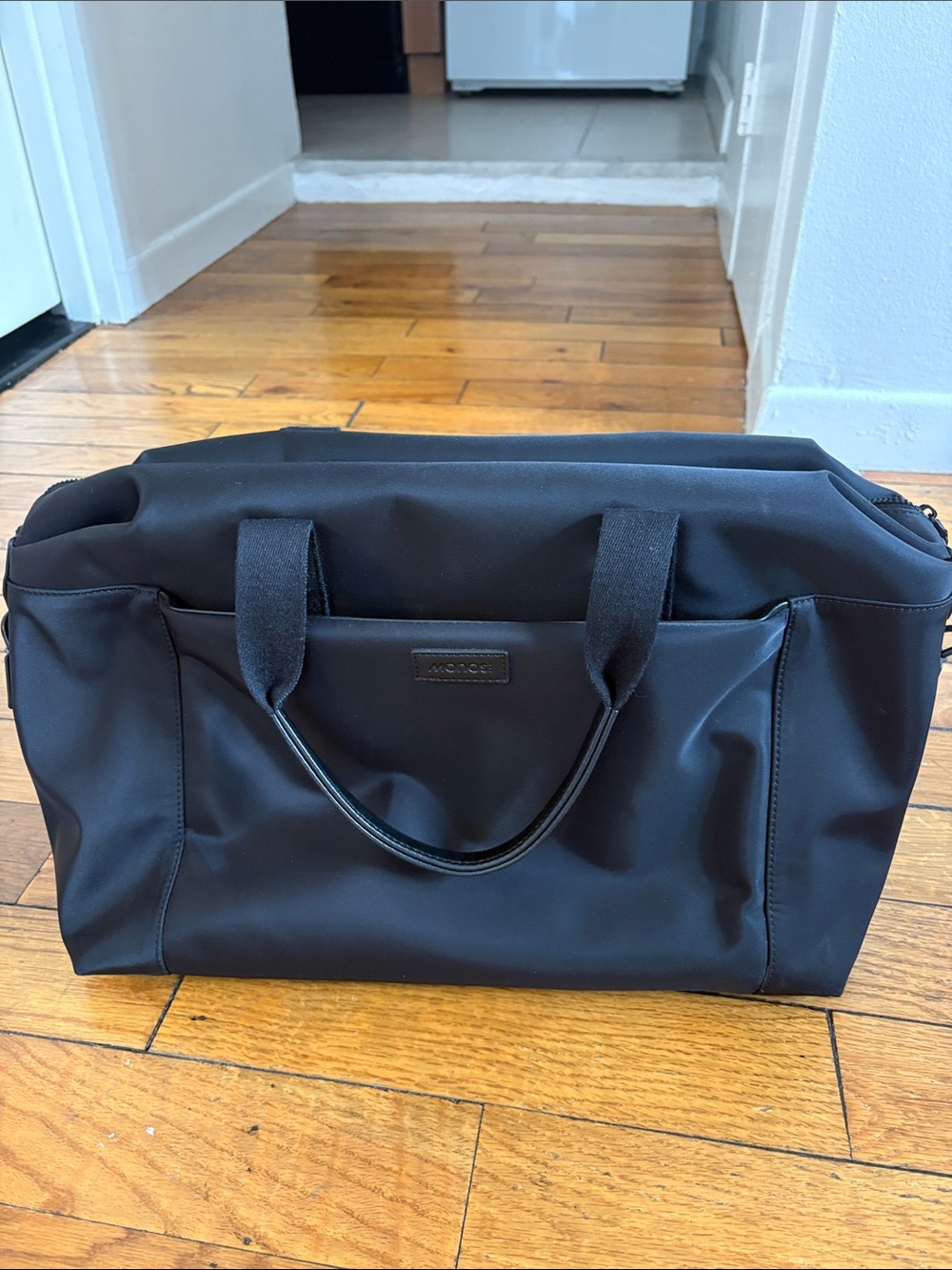 Monks Black Nylon Duffel Weekender